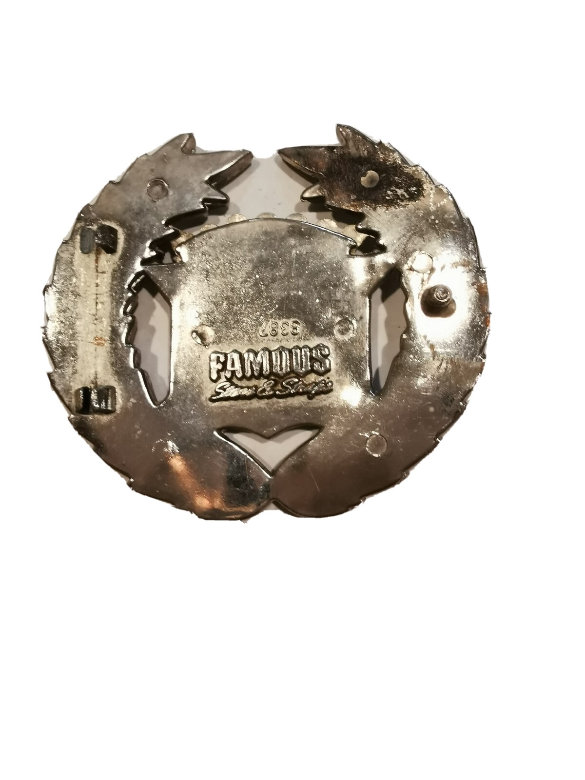 FAMOUS stars & stripes US flag silver belt buckle