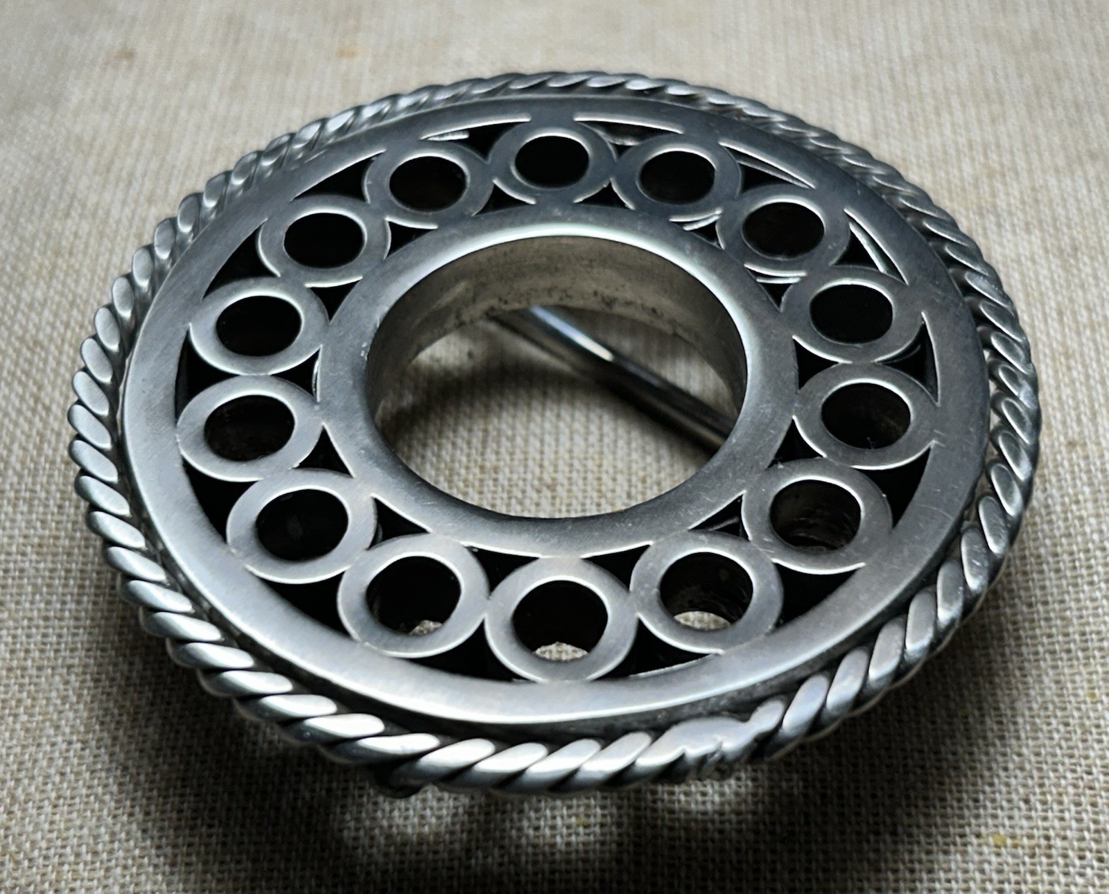 Vintage Style Round Belt Buckle Silver Tone Western Concho 2.5”