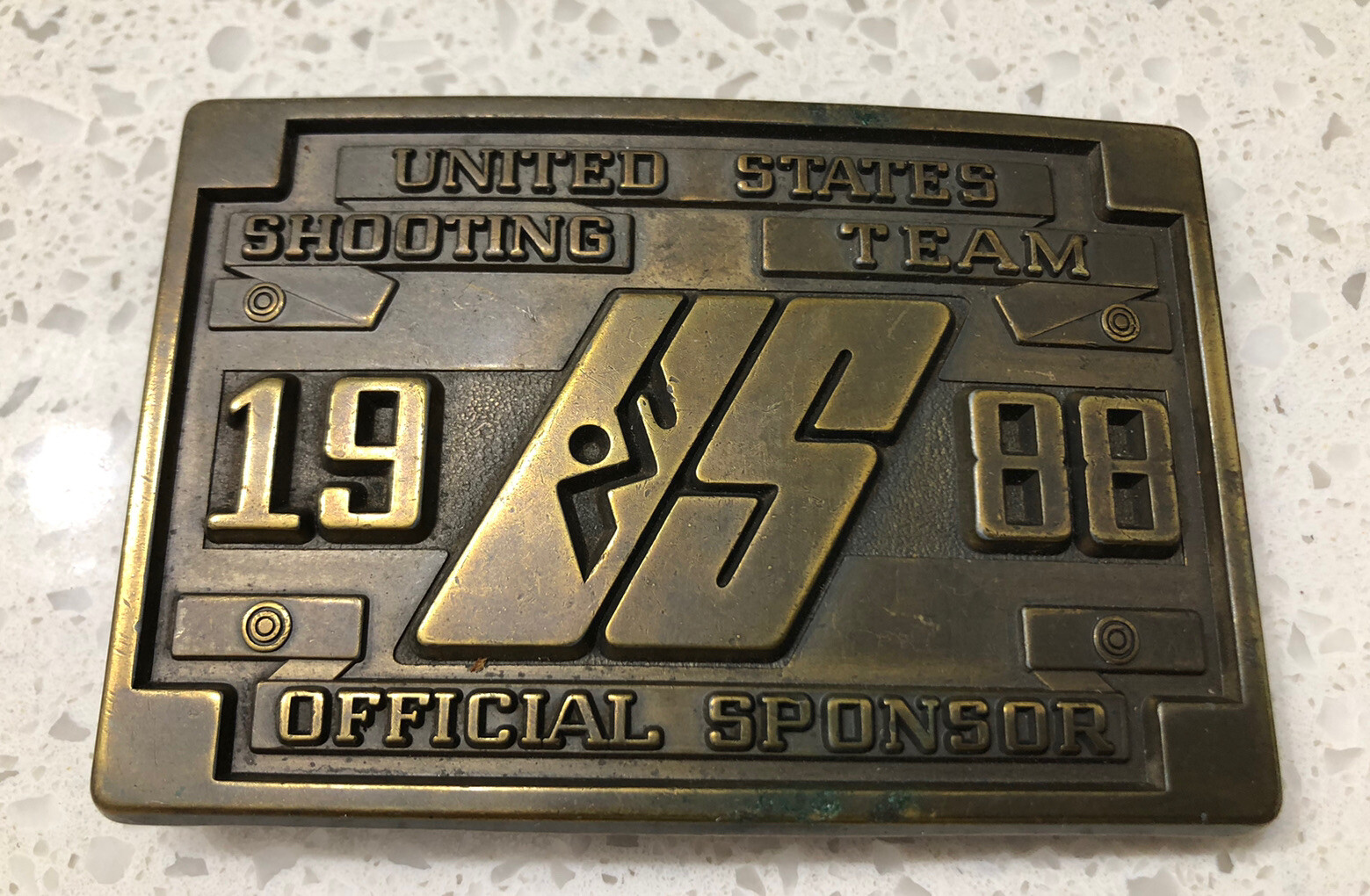 US Shooting Team Olympiad XXIV Belt Buckle 1988 Seoul Korea Offical Sponsor