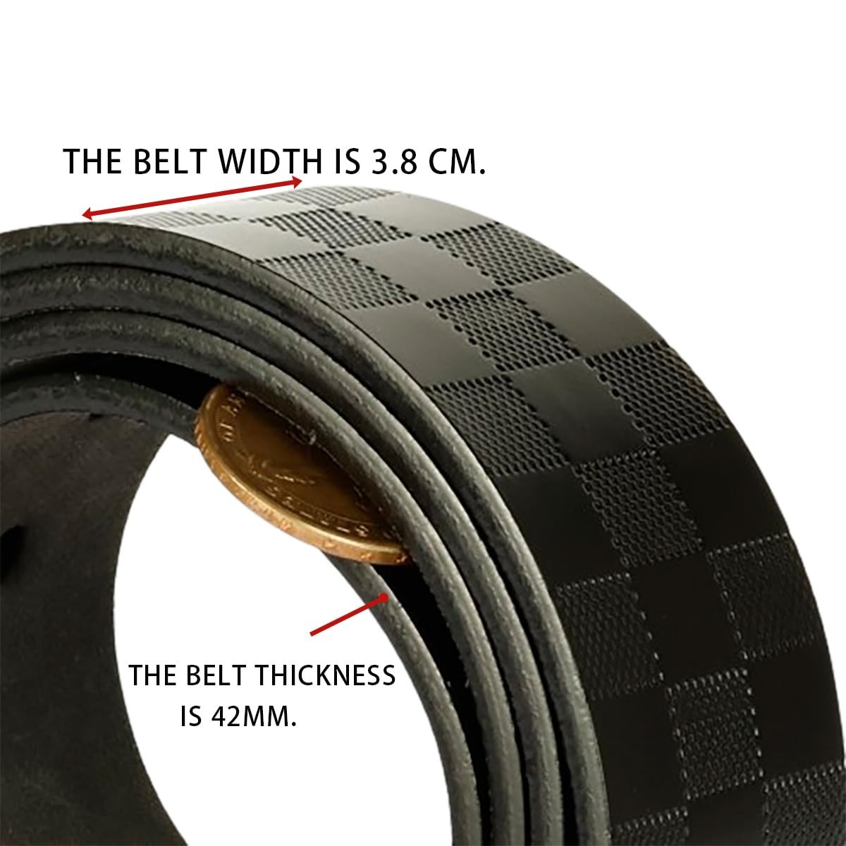 renwoxing Mens Genuine Leather Belt 1.5&Prime;, 38&Prime;-40&Prime; waist adjustable, Coffee