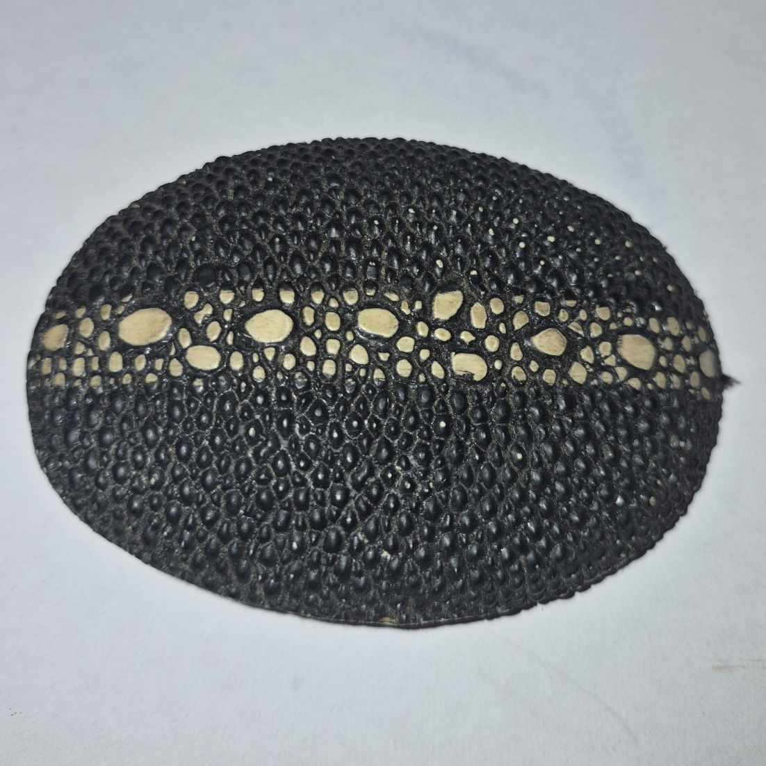 Oval Stingray Leather Western Belt Buckle Black/Beige Fits 1.5in Made Mexico