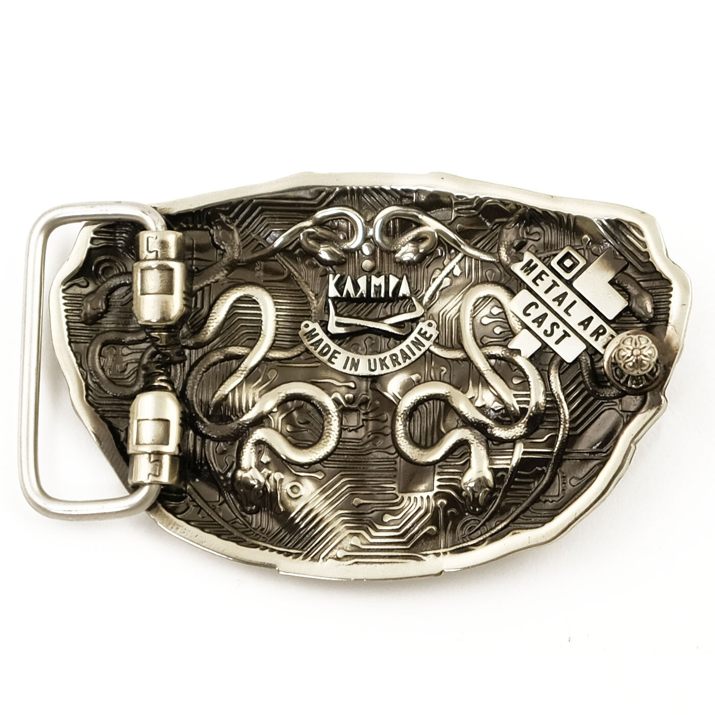 Medusa Gorgon 2.0 german silver belt buckle, German silver Medusa belt buckle
