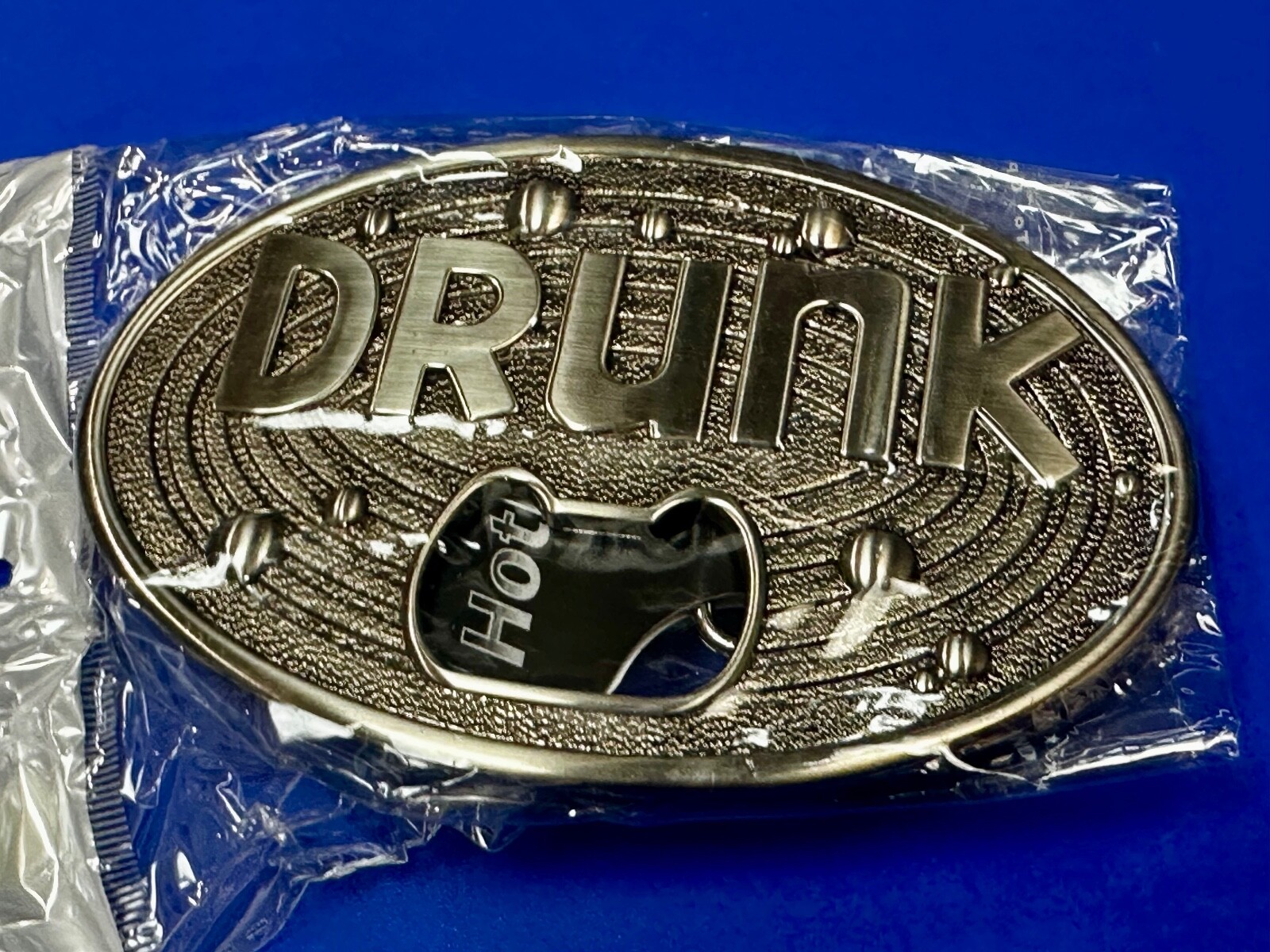 DRUNK Bottle Opener and Large Novelty Statement Stainless Steel Belt Buckle