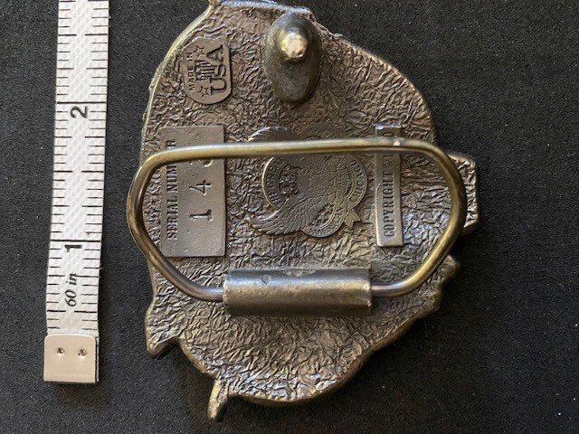 Texas Brass Buckle Bull Great American Chicago Buckle Co Brass Numbered 143