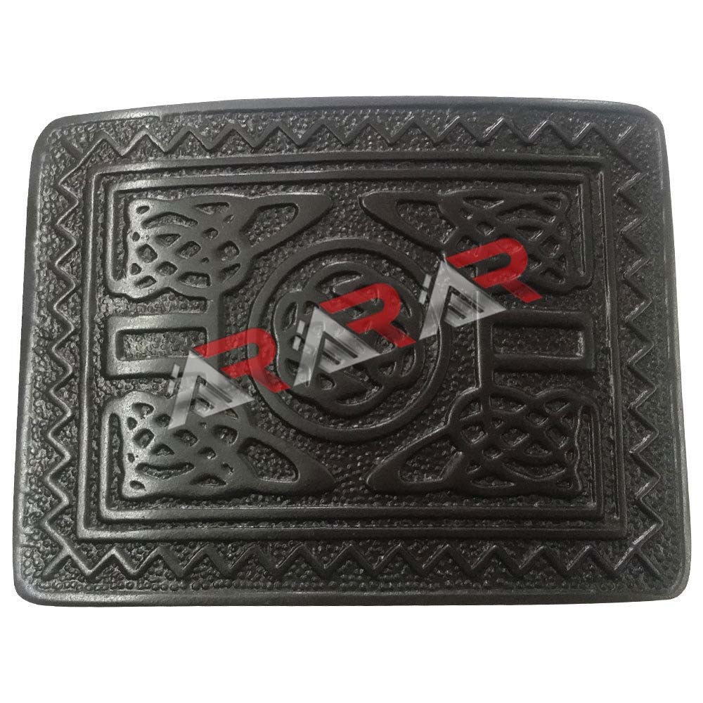 Scottish Kilt Belt Buckle Highland Swirl Celtic Buckles Kilts Black Brass AAR