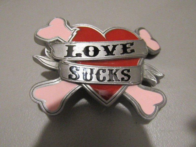 LOVE SUCKS Pure Pewter Belt Buckle
