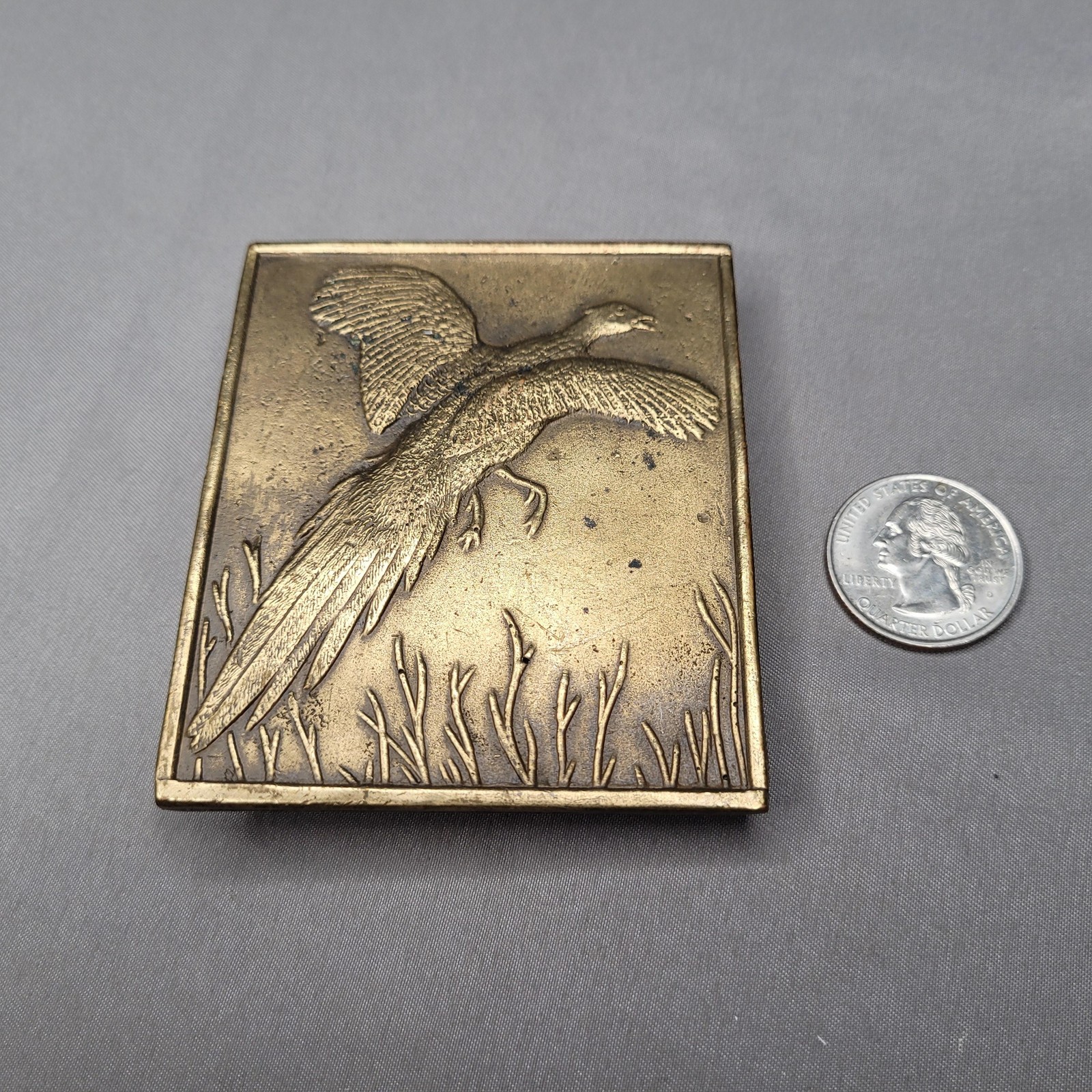 Bergamont Pheasant Game Bird Belt Buckle Men Gold Brass Western Hunting Wildlife