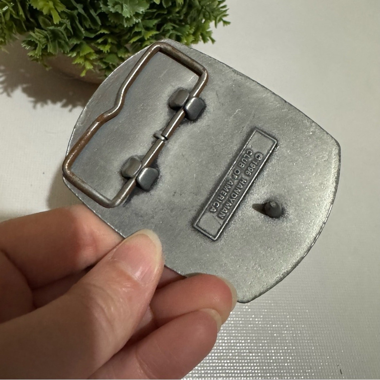 Vintage 1996 Handyman Club of America Life Member Silver Toned Belt Buckle