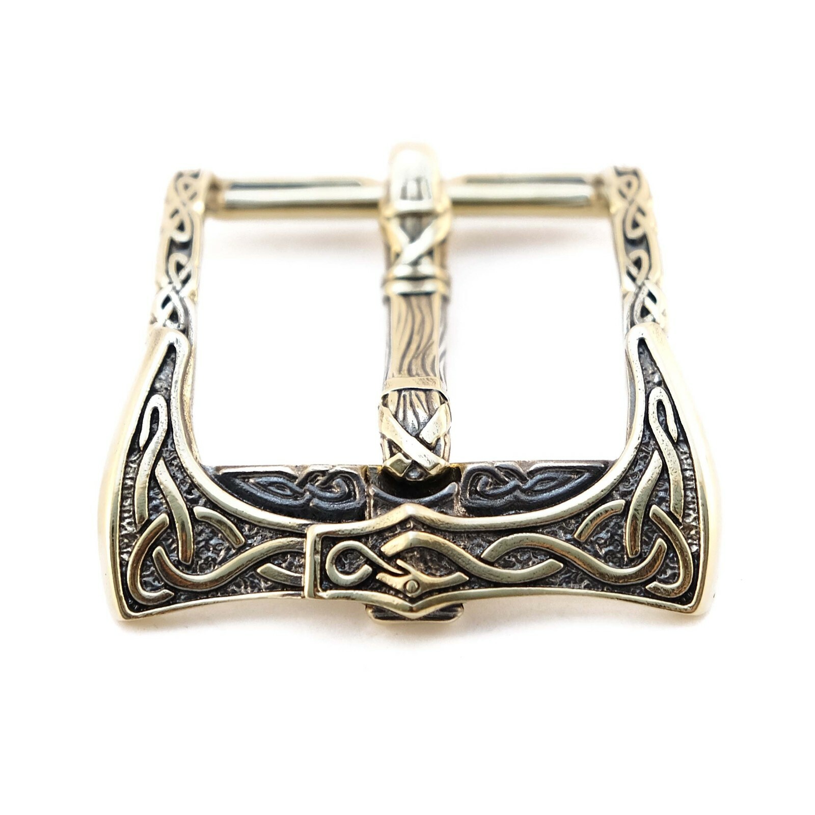 Brass belt buckle Viking Ax, pin type buckle, Scandinavian Old Norse Viking