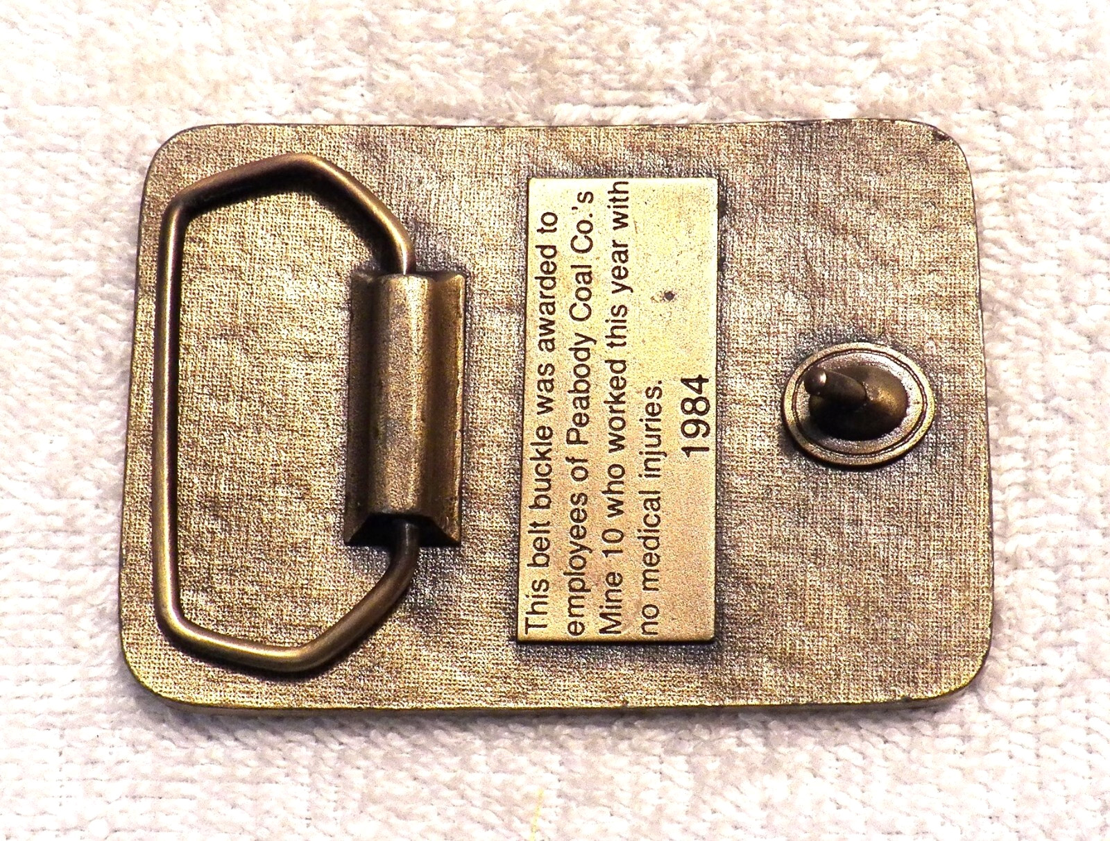 CLASSIC BELT BUCKLE SAFE WORKER AWARD PRODUCTION PEABODY COAL CO 1951-1984 BB12