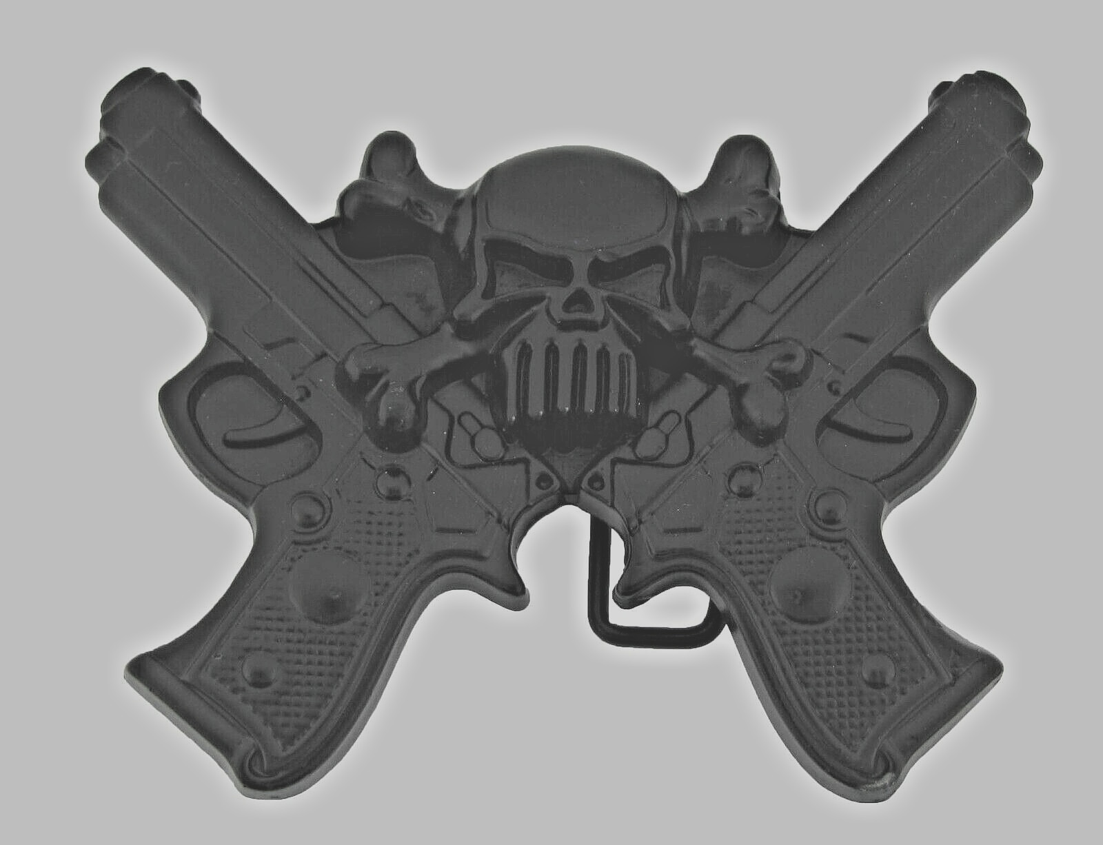 Skull Belt Buckles Black Metal Vintage Halloween Gun Pistols Pirate Skeleton