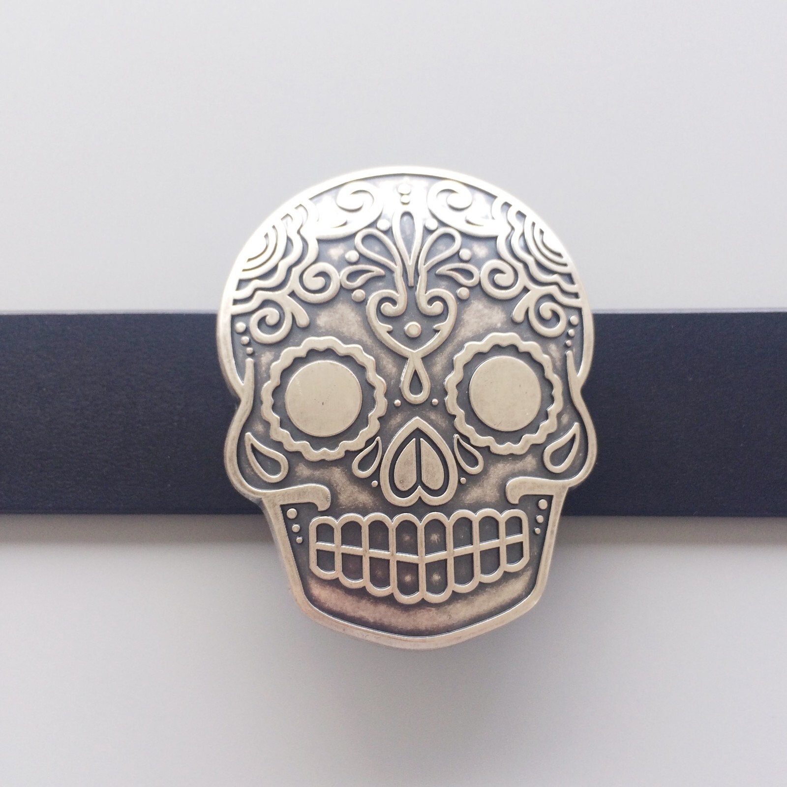 Vintage Silver Plated Tattoo Emo Skull Belt Buckle Gurtelschnalle
