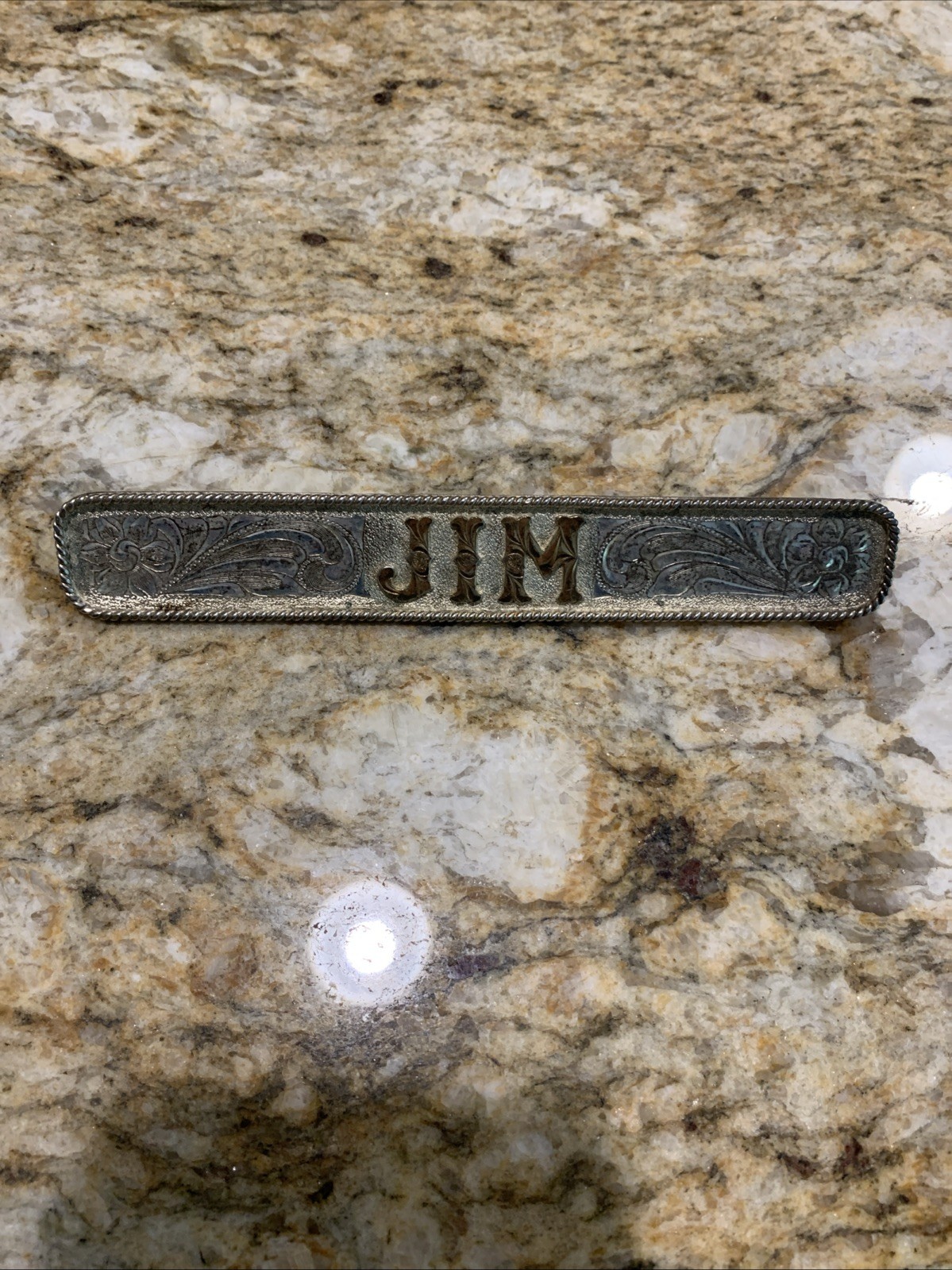 JUSTIN SILVER MEXICO “JIM” Name Plate 6.25” WESTERN