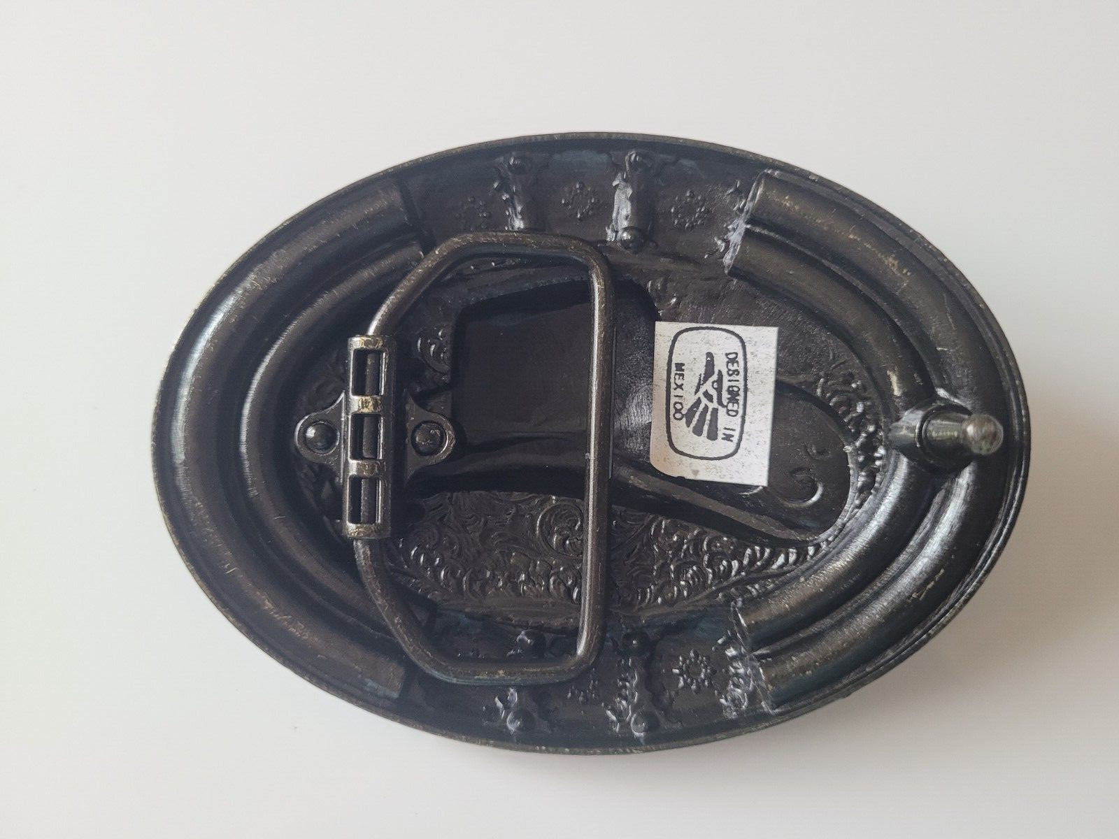 Brass Finish 4&Prime; Buckle Western Belt Buckle W/ Turquoise Stone Cowboy Hat