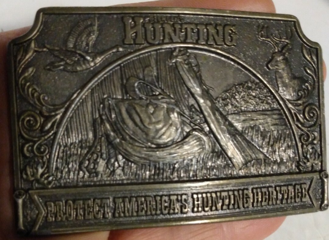Hunting protect America&rsquo;s hunting heritage Lewis BELT BUCKLE Chicago USA 1978