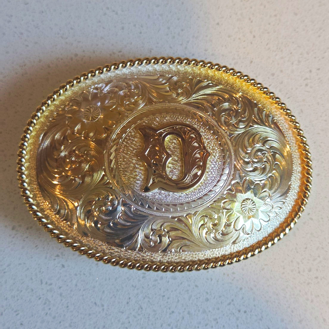 Montana Silversmiths Silver Plated Floral Oval Initial D Western Belt Buckle