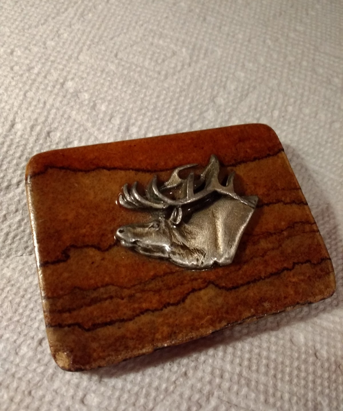 HANDMADE Elk MENS BELT BUCKLE CASUAL Blemished chipped Hunters Deer