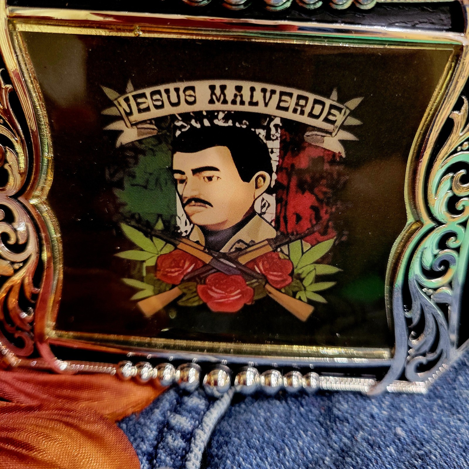 Jesus Malverde Western Belt Buckle Handcrafted Zinc Alloy Accessory For Men