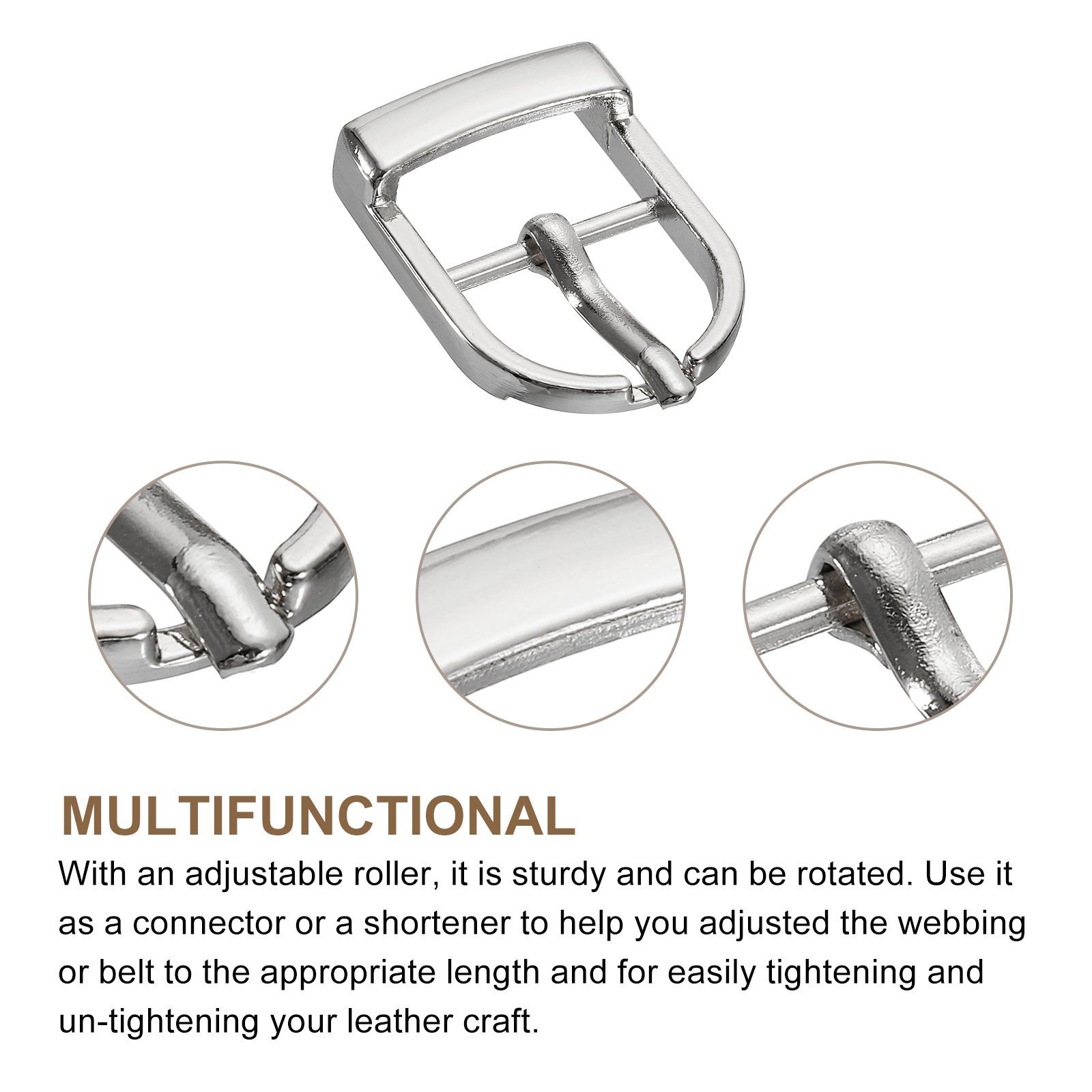 4Pcs 0.67&Prime; Single Prong Belt Buckle Oval Center Bar Buckles for Belt, Silver