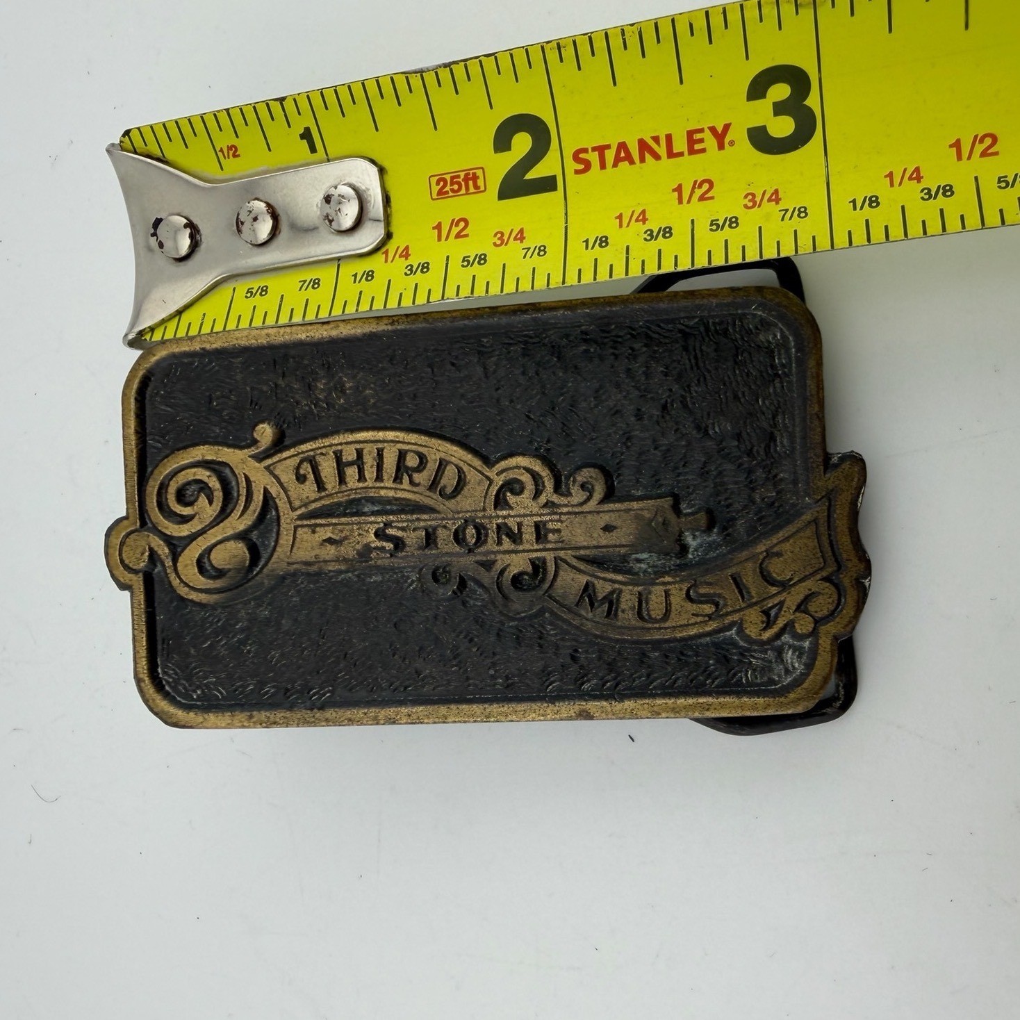Third Stone Music Belt Buckle Black Brass/Gold-tone Vintage Scrollwork Design