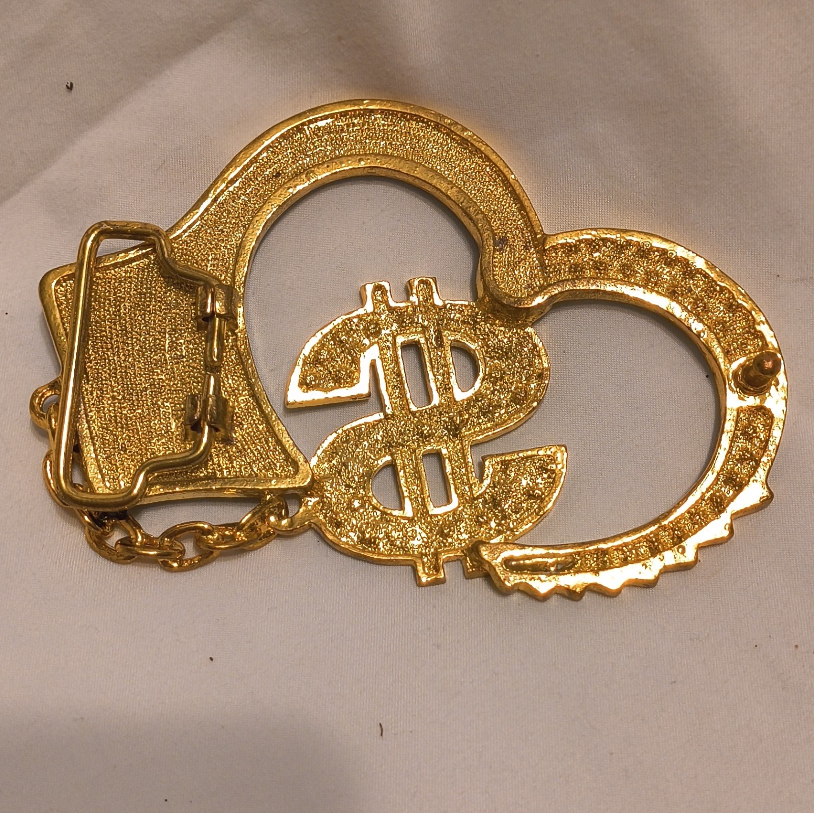 Men&rsquo;s Gold/Black Dollar Sign Rhinestone Metal Clip Belt Buckle Fits 1.5in