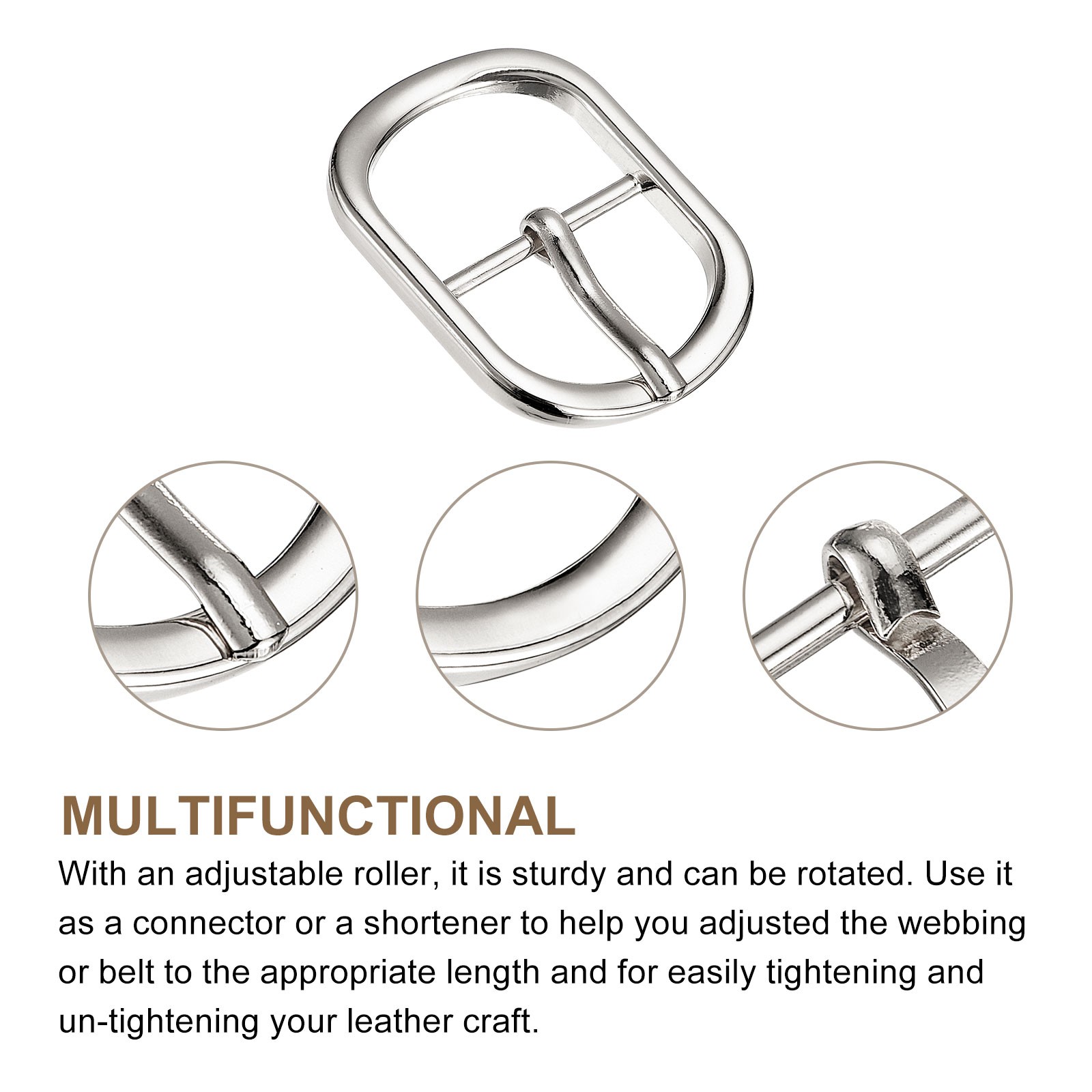 4Pcs 0.94&Prime; Single Prong Belt Buckle DIY Oval Center Bar Buckle Silver