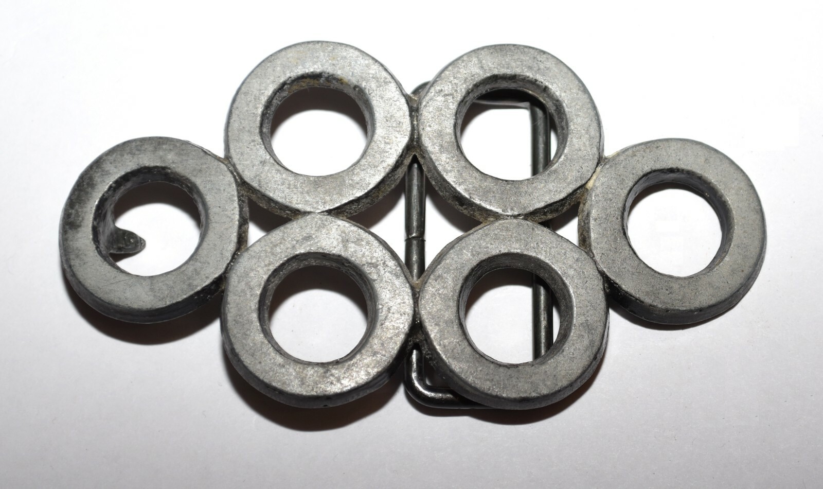 Multi Open Cut Circles Pewter Tone Belt Buckle 4.25&Prime; Long 2.25&Prime; High