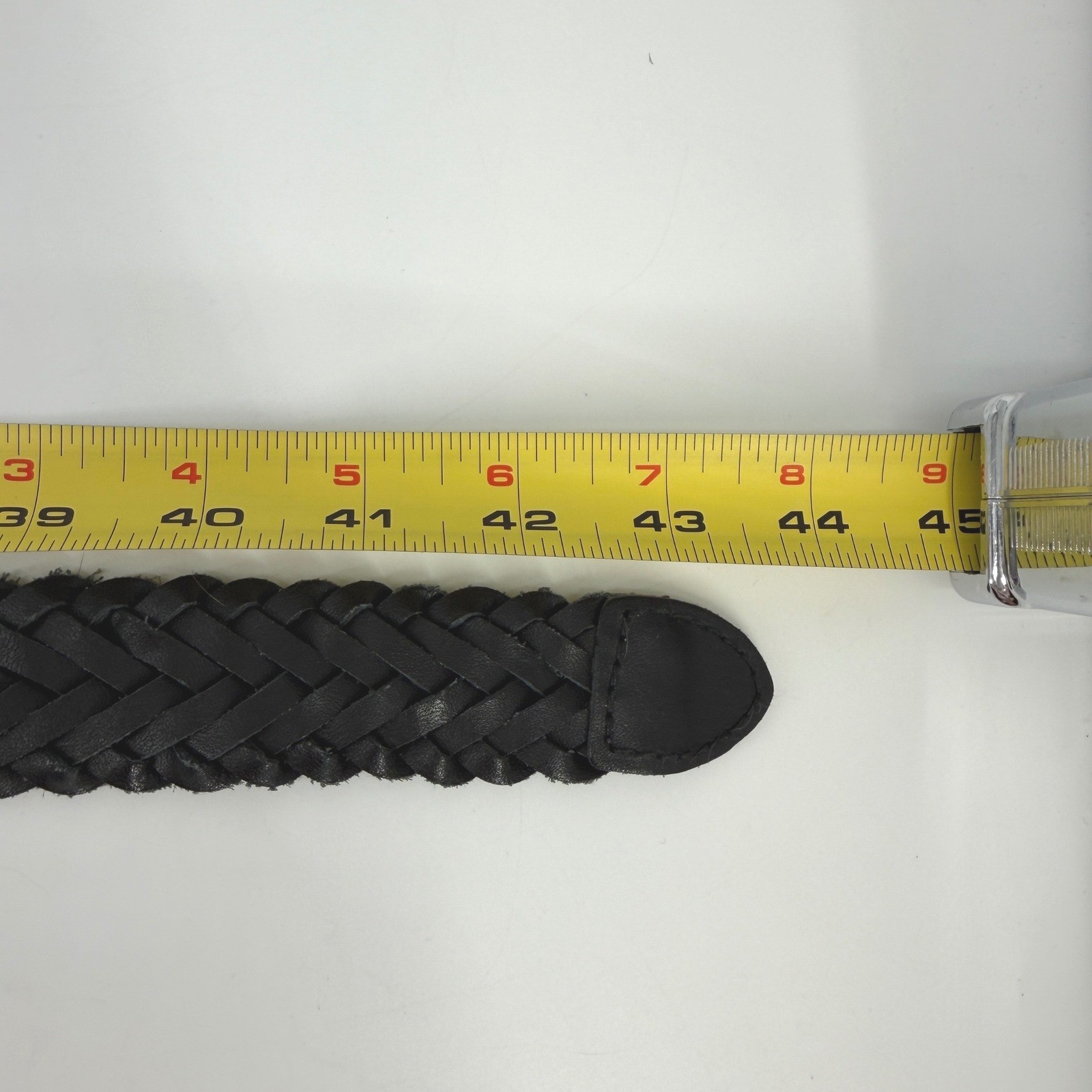 Surrey Braided Leather Belt Black Woven Stretch Casual Mens 42/44