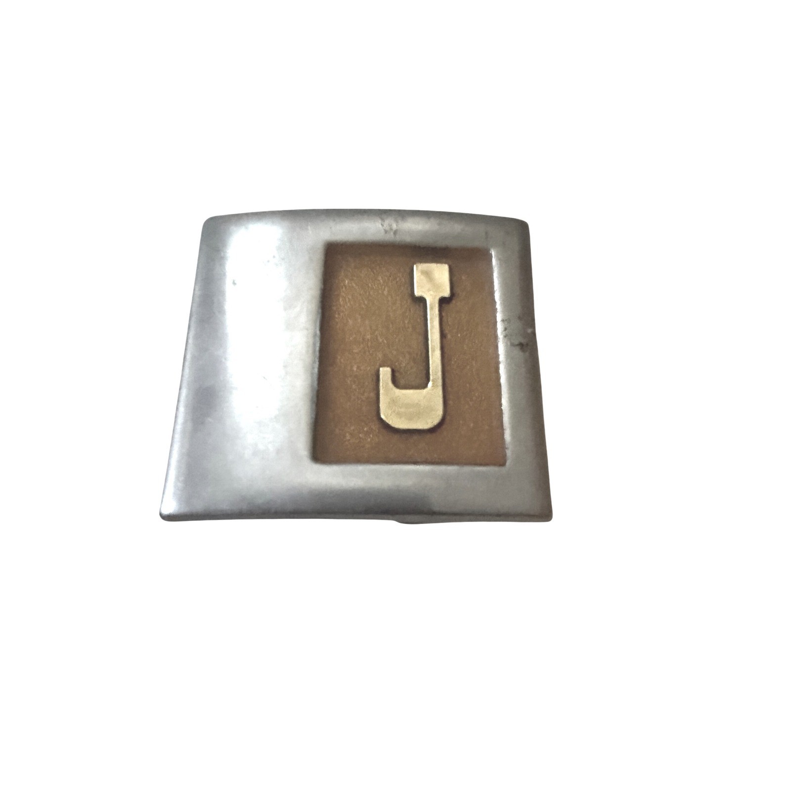 Vintage Lee NY USA Belt Buckle Gold Letter J Initial Silver Tone Enamel Mens