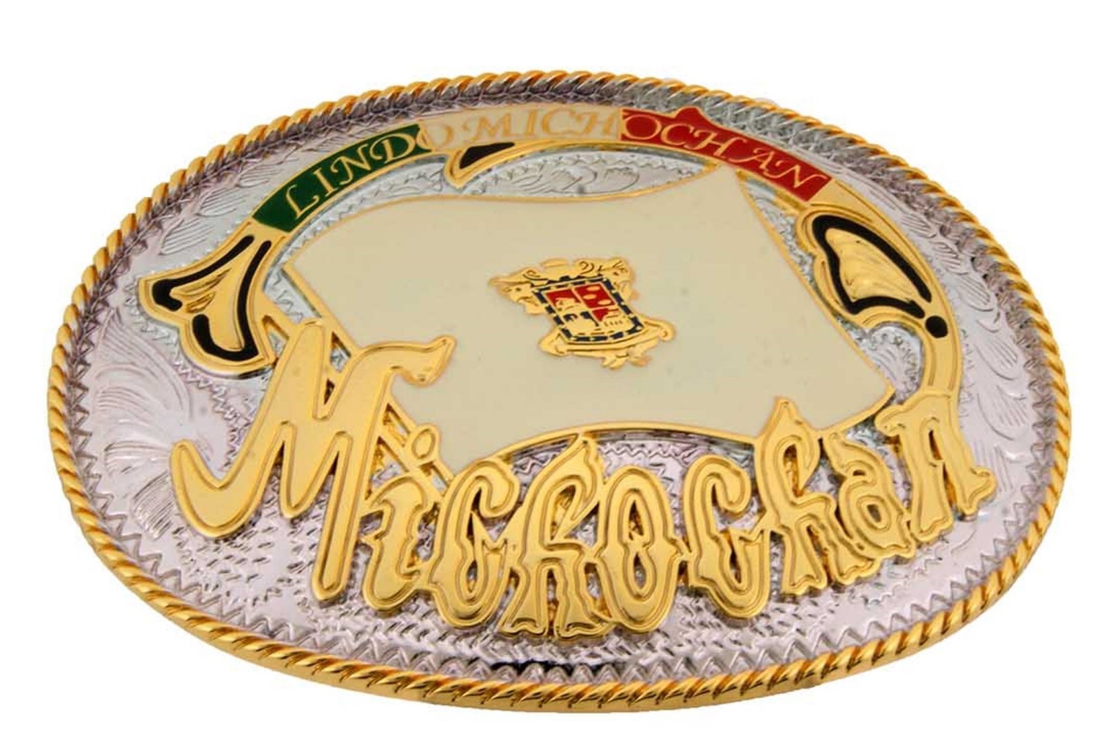 State Mexico Hecho en Lindo Michochan Belt Buckle Western Aztec Cowboy Rodeo