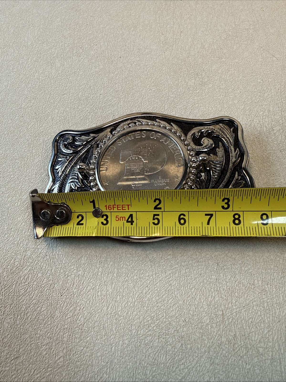 VTG 1776-1976 Bicentennial Eisenhower Dollar Coin Philadelphia Mint Belt Buckle