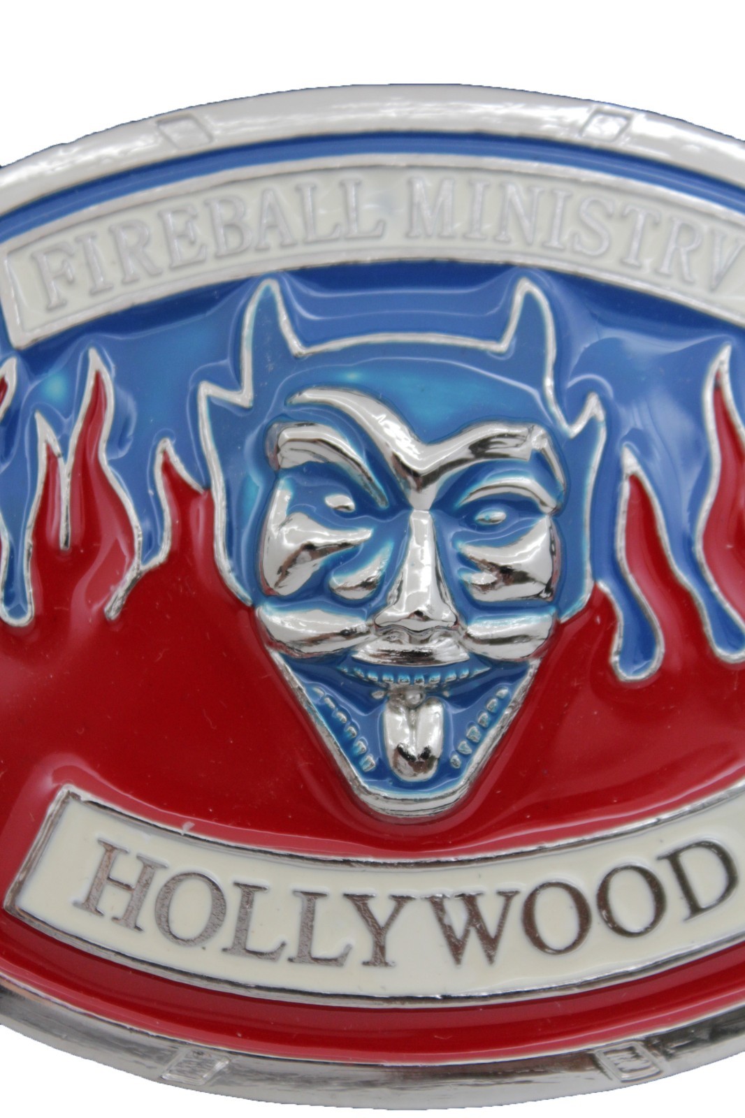 Men Women Silver Metal Buckle Hollywood Fireball Ministry Devil Fire Red Blue