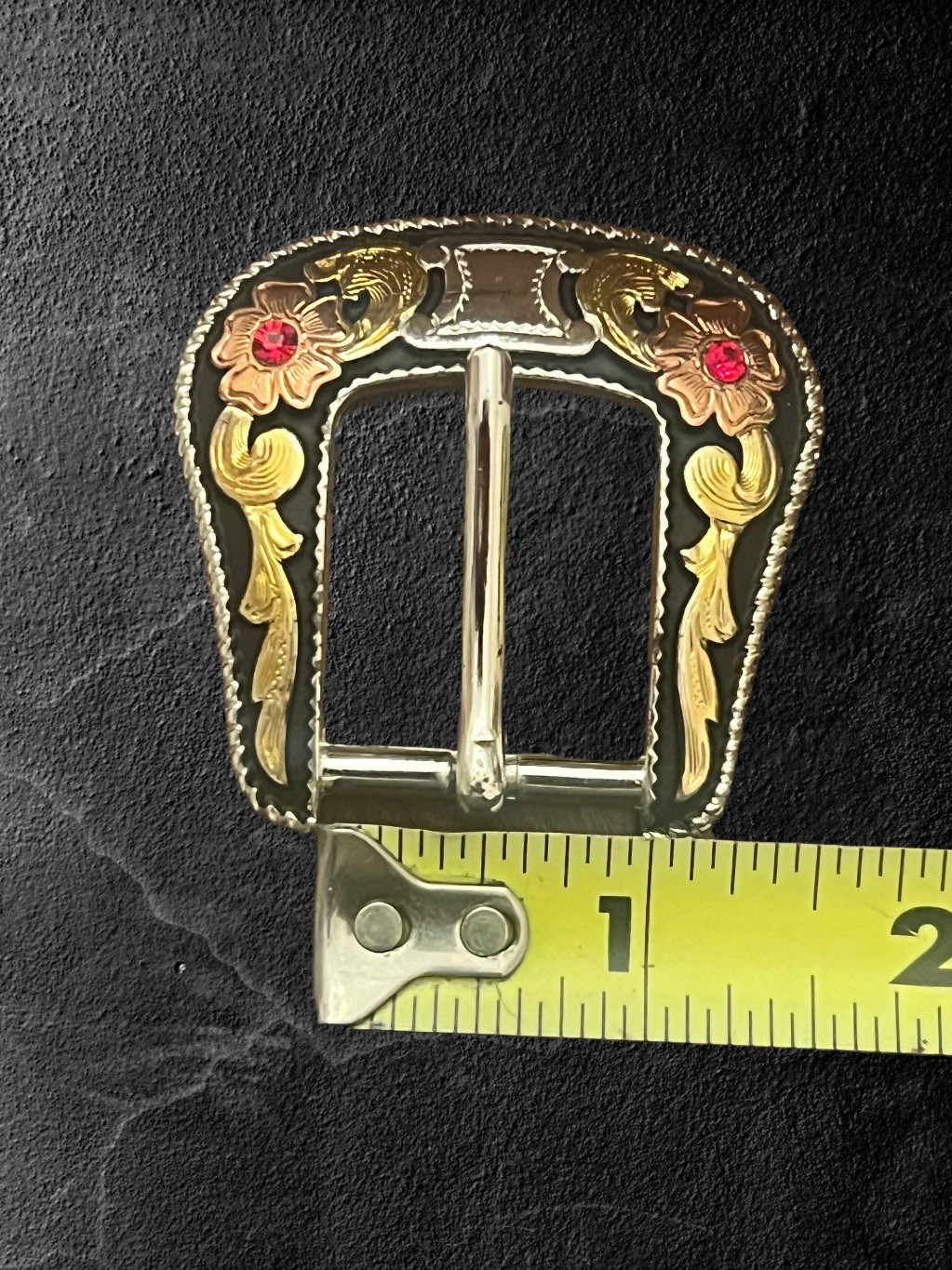 Tandy Leather Western 1” Two Time Belt Buckle W-Crystals