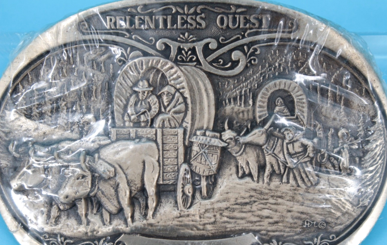 VTG 70s/80s Brass Relentless Quest Tim Thompson Pioneer Belt Buckle
