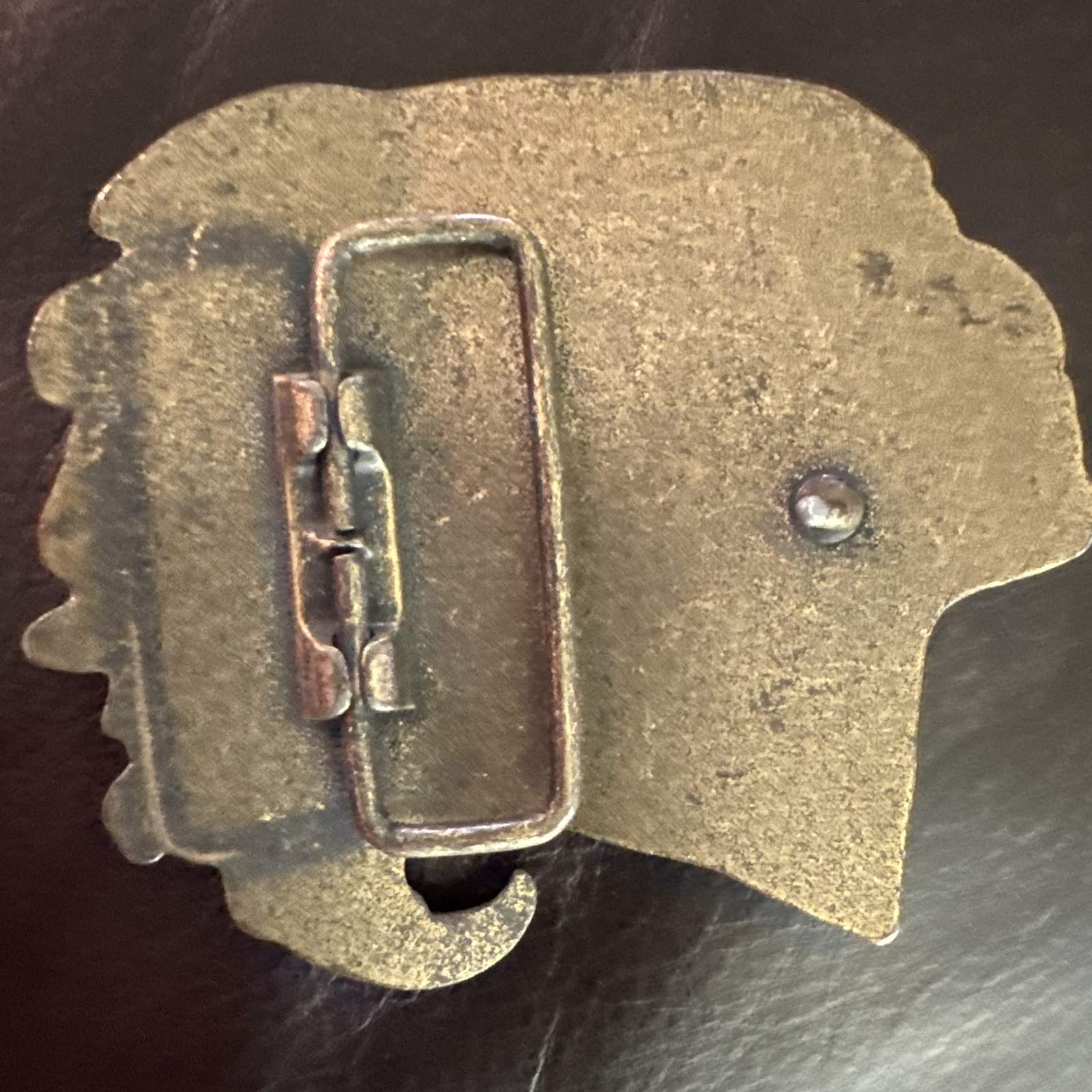 Vintage 1970s Brass Indian Head Motorcycle Belt Buckle 3 1/4&Prime; Wide