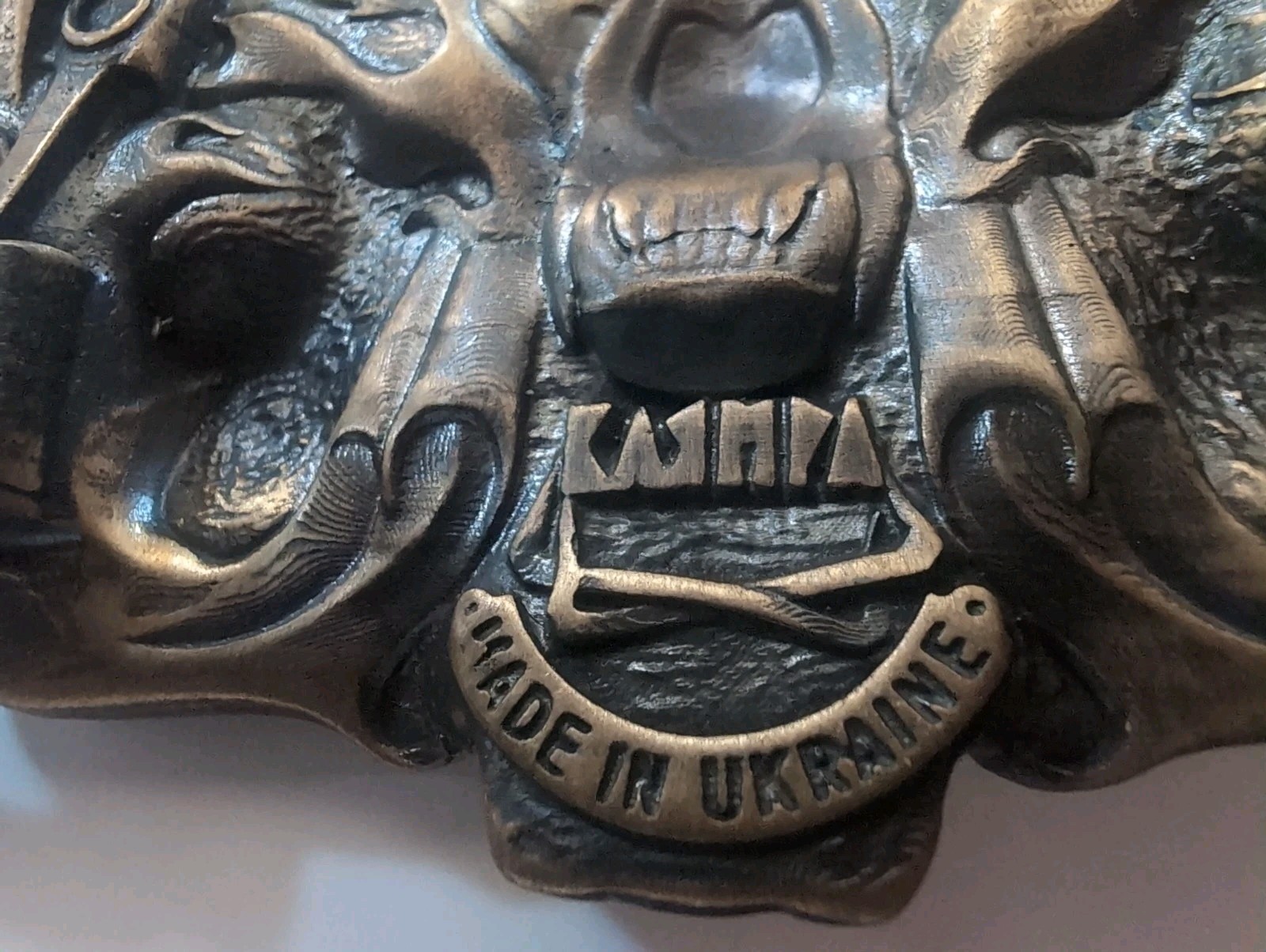 Biker belt buckle BURNING LION, Handmade biker animal lion style
