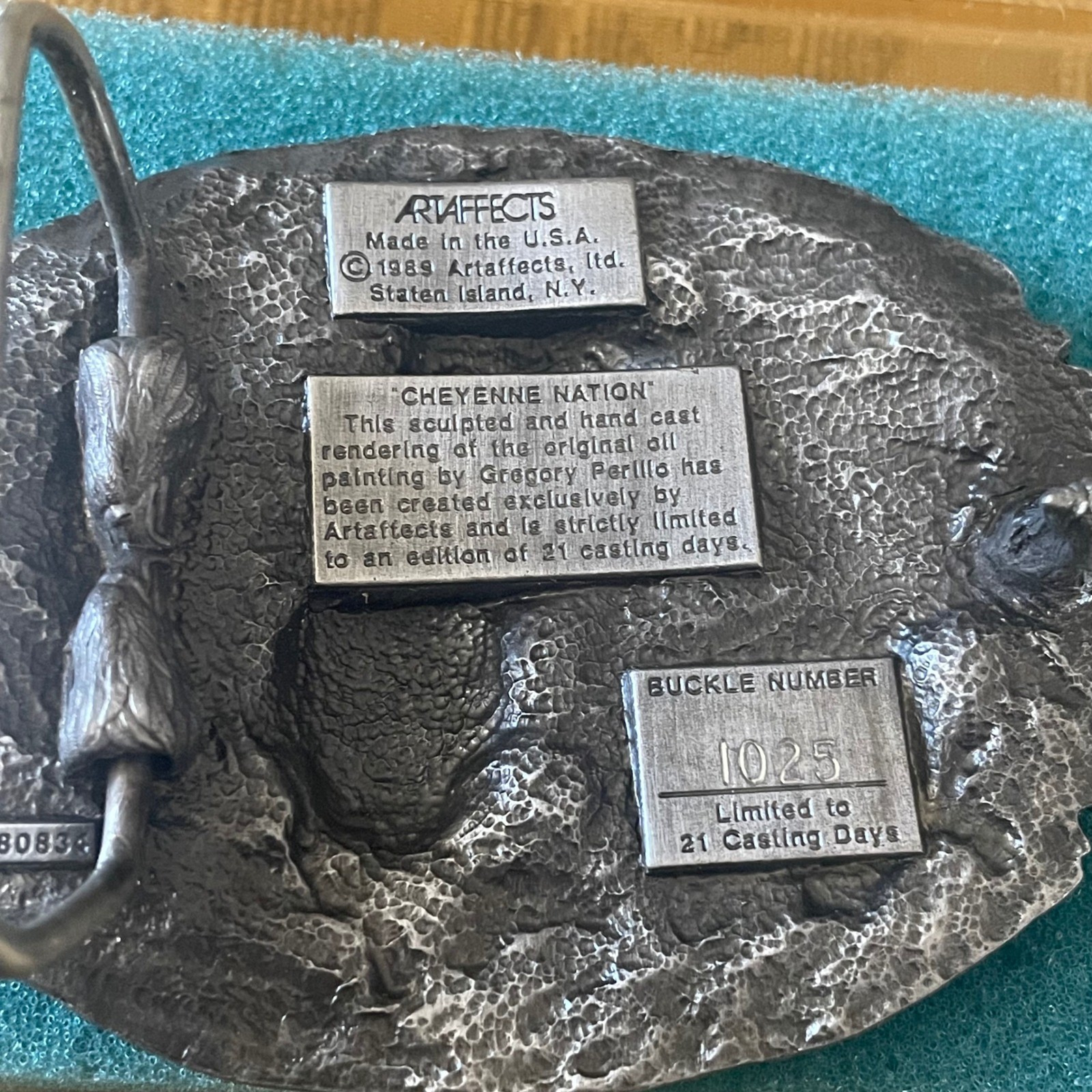 Artaffects Gregory Perillo Cheyenne Nation Pewter Belt Buckle Limited Ed 1025