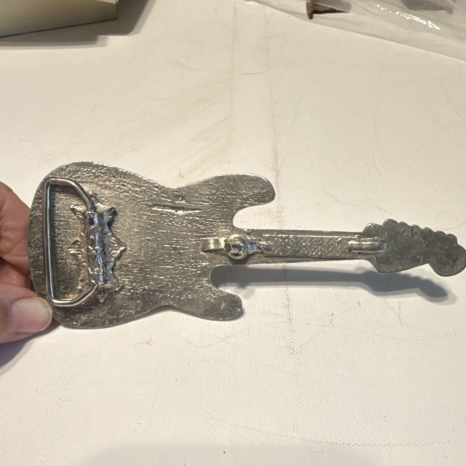 Fender silver guitar logo belt buckle metal antique finish fits 1.5&Prime; belt
