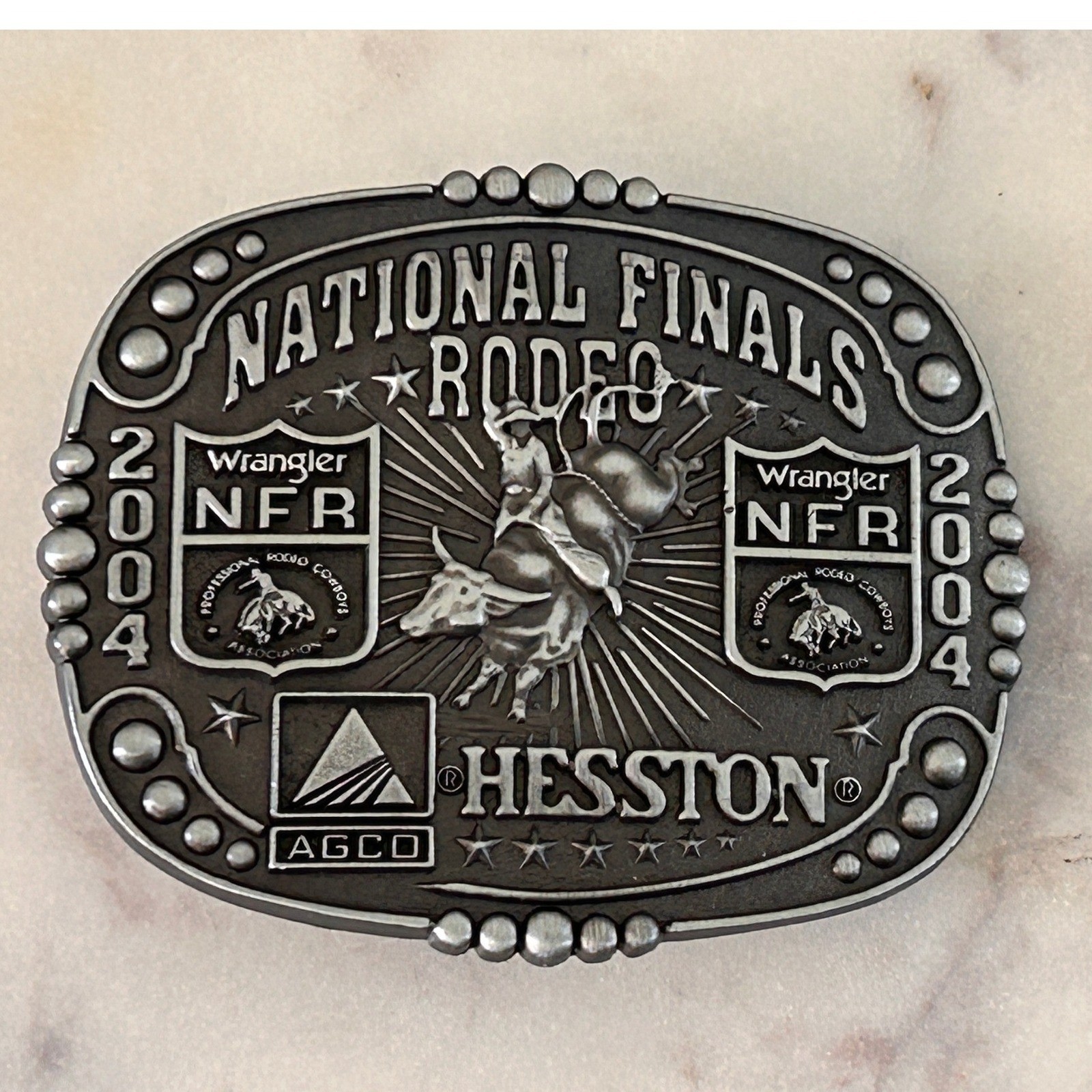 Hesston 2004 National Finals Rodeo Belt Buckle Wrangler NFR Montana Silversmiths