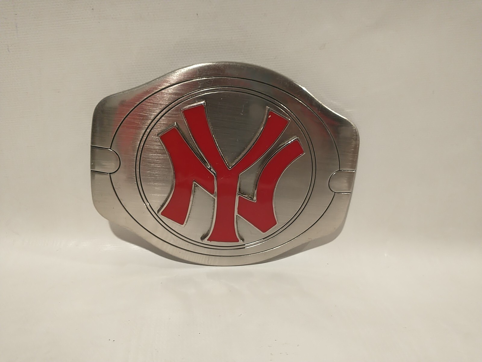 New York Yankees Baseball Belt Buckle Silver Red 5&Prime;x3.75&Prime;
