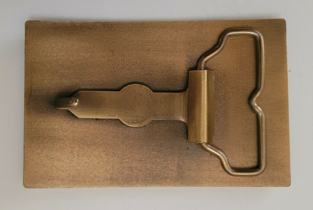 Vintage Space Shuttle Rockwell International Brass Belt Buckle 3 1/2&Prime; by 2 1/4&Prime;