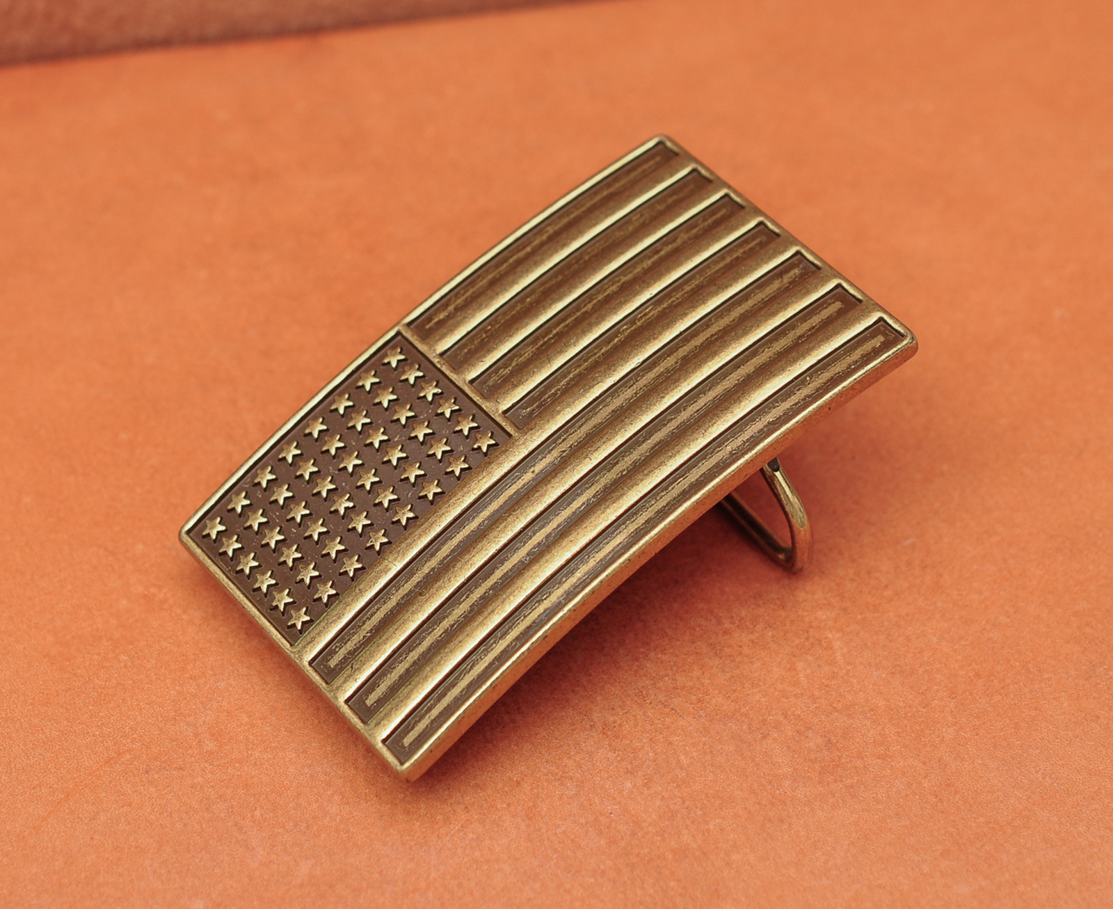 Antique Brass U.S.A. American Flag Metal leather Belt Buckle Fit 40mm Strap