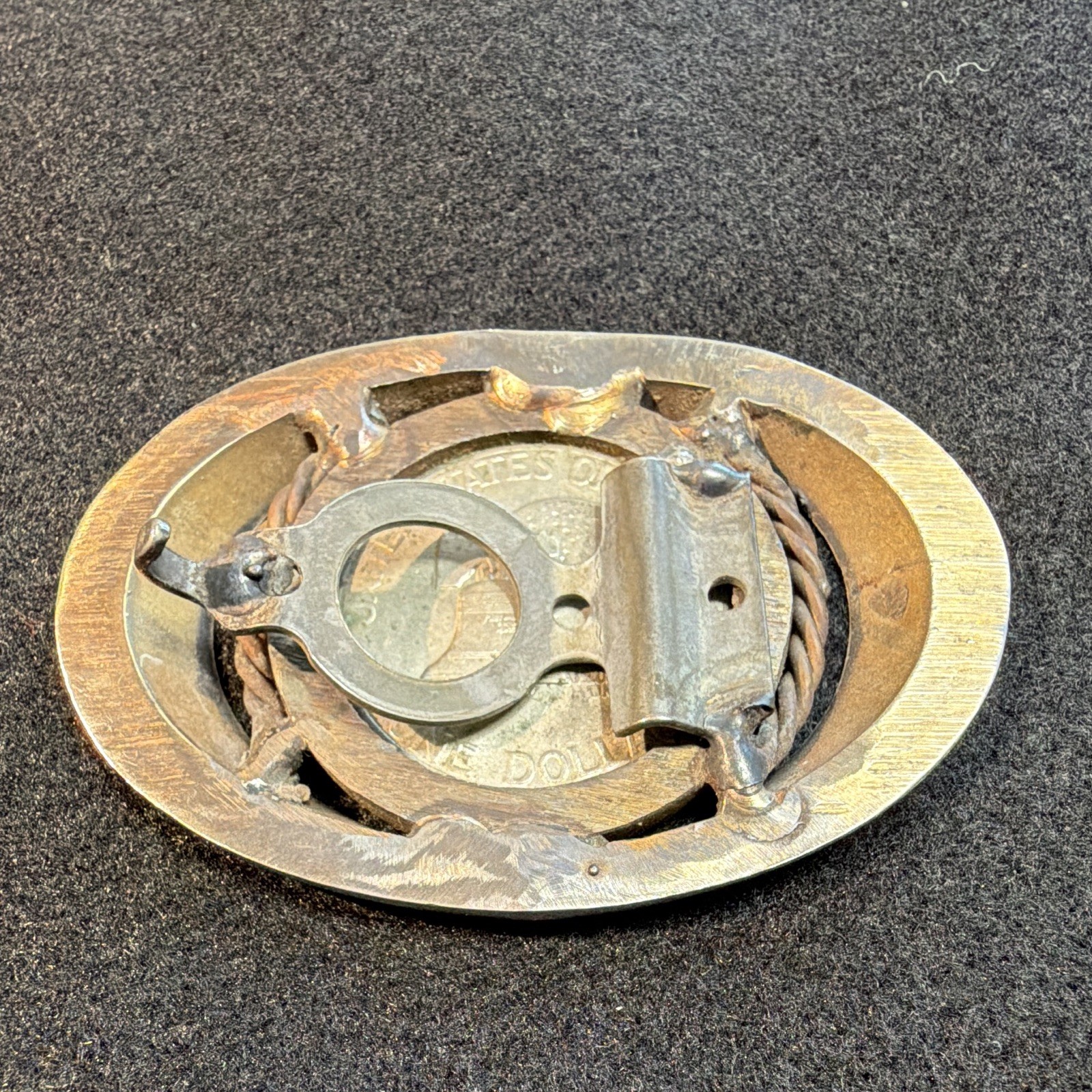 Silver Tone Oval 1976 Eisenhower Dollar Coin Western Belt Buckle Fits 1.5 in