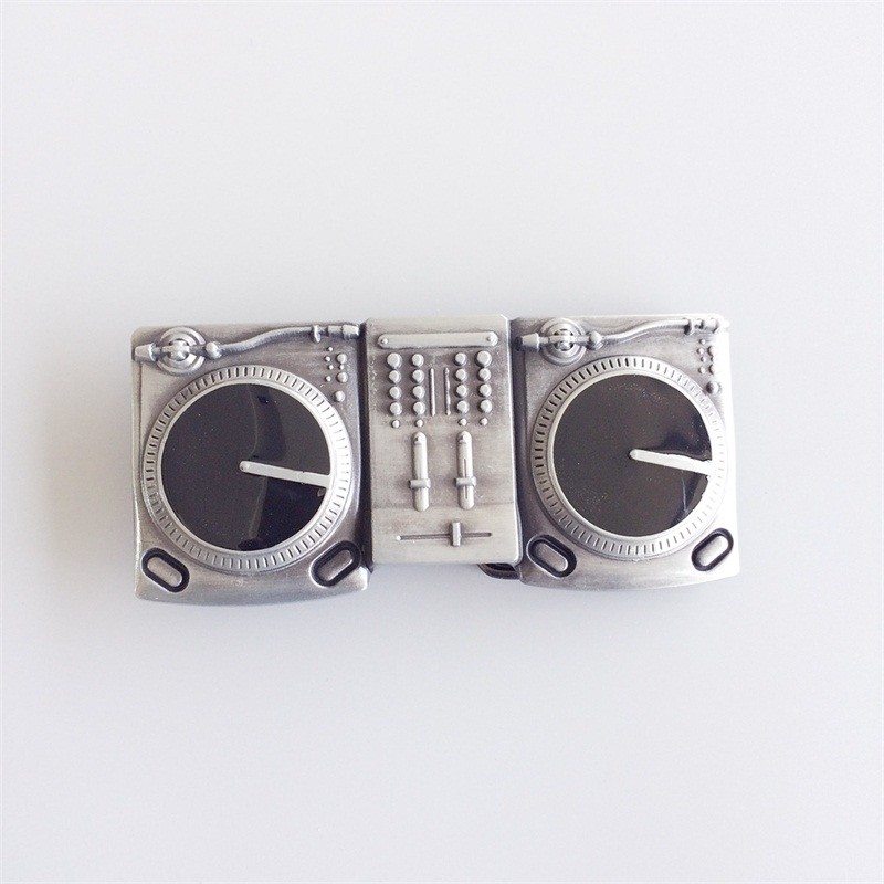Antique Silver CD Turntables Enamel Music Belt Buckle also Stock in the US
