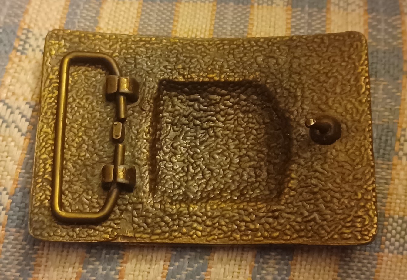 Vtg PRESTONE ROUGHNECK CAR BATTERY promo SOLID METAL BELT BUCKLE 3.75 X 2.5&Prime;