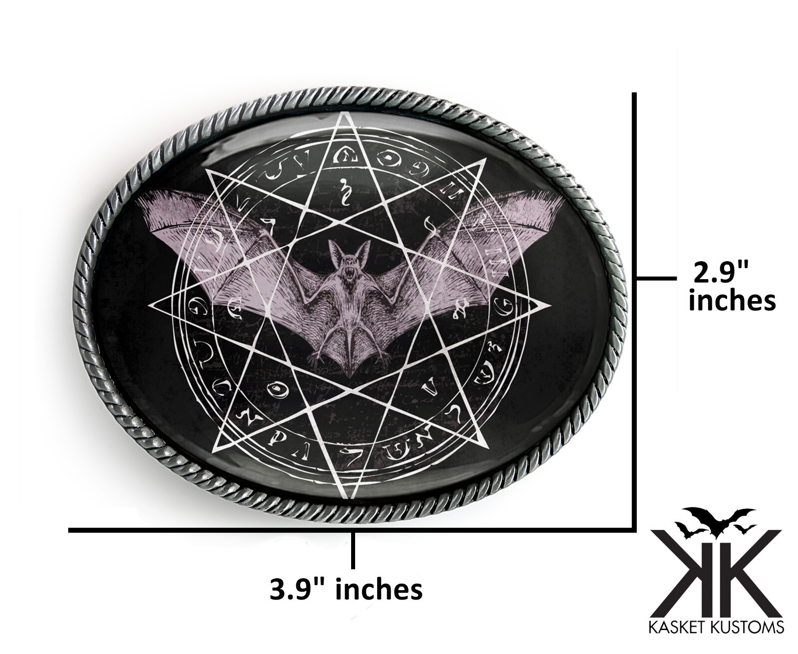 Occult Bat Belt Buckle – Gothic Esoteric Pentagram Symbol Handmade Buckle – 821