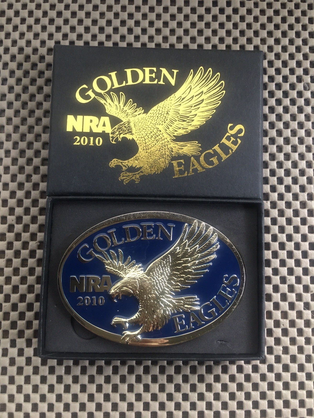 Vintage NRA Belt Buckle Golden Eagles 2010 w/Box-National Rifle Association