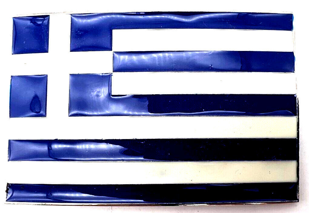 Greese Flag Enameled Belt Buckle