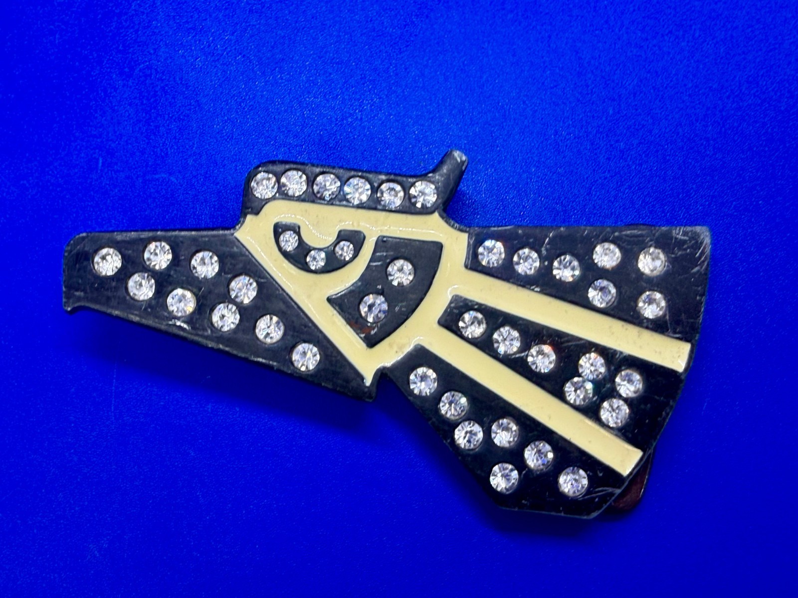 Mexico Eagle ? Pattern With Clear Rhinestone Accents Cutout Belt Buckle