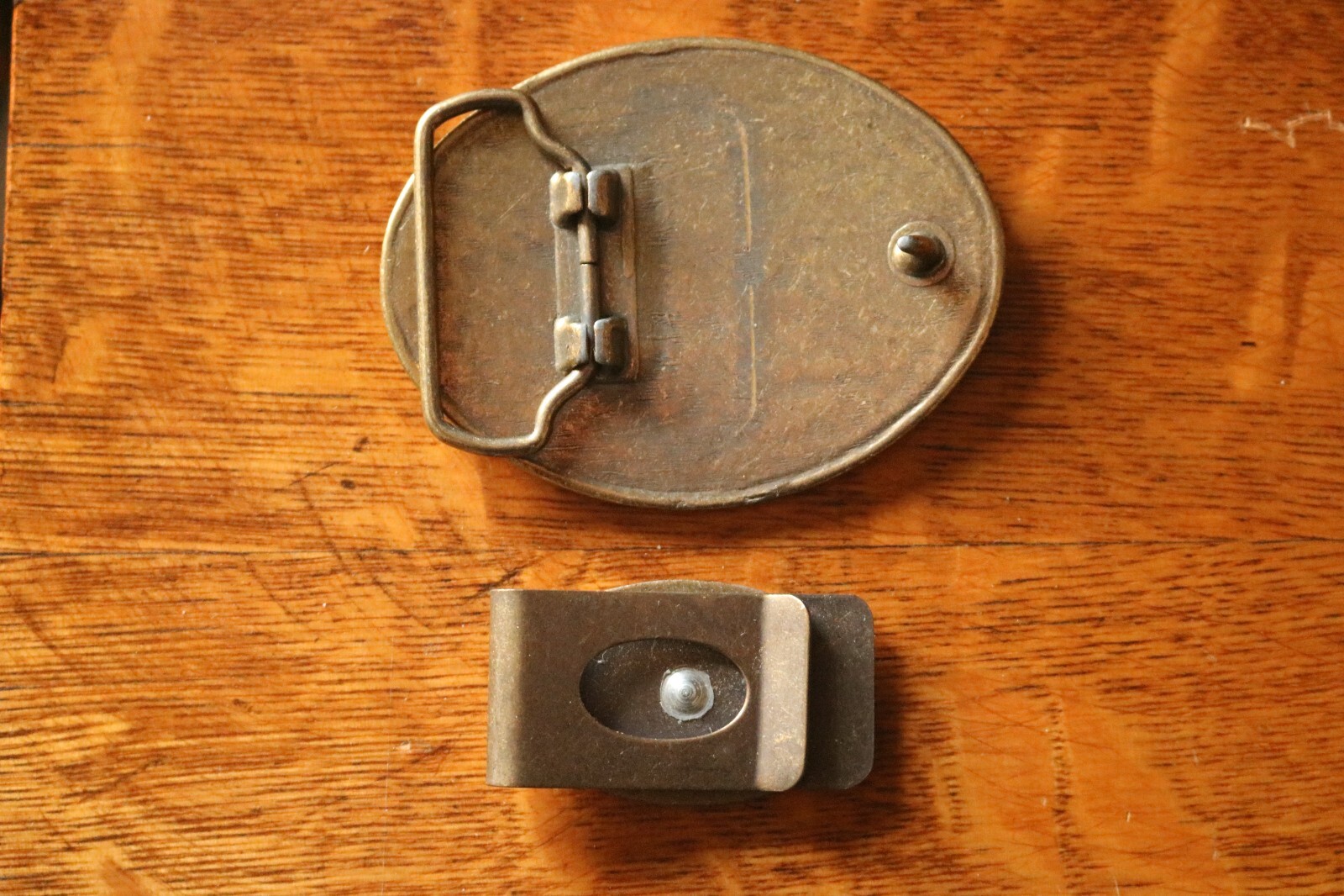FRONTIER HOTEL CASINO, BRASS BELT BUCKLE & MATCHING MONEY CLIP, LAS VEGAS STRIP